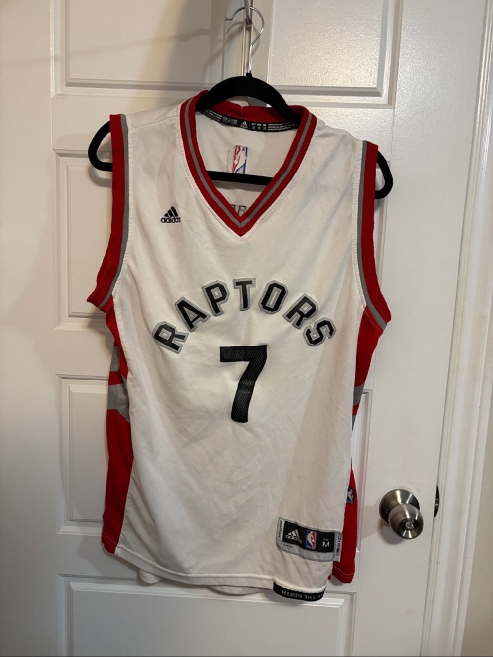 adidas White & Red Raptors #7 Lowry Basketball Jersey- men’s medium